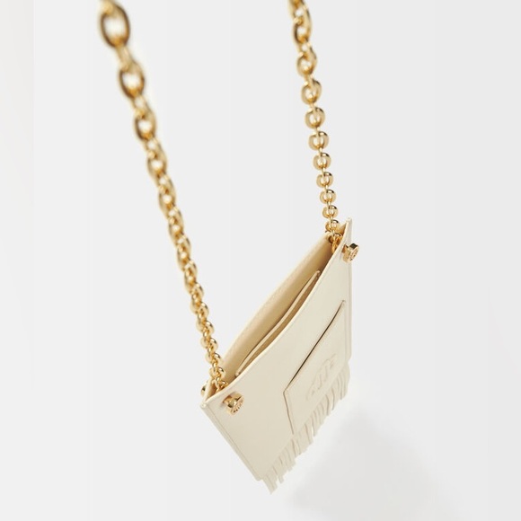 MAJE VANILLA LEATHER PHONE BAG WITH FRINGING - Picture 2 of 10